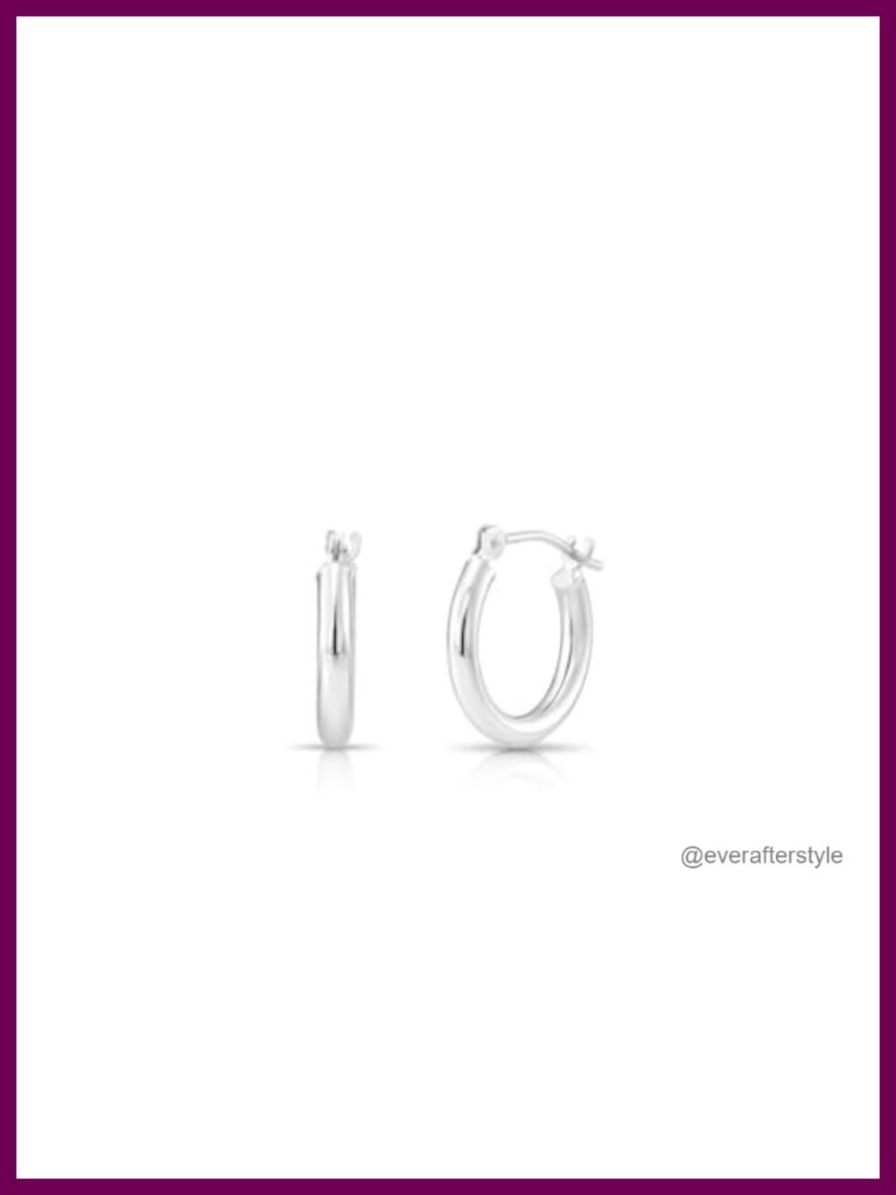 10K White Gold Classic Shiny Polished Hoop Earrings Round